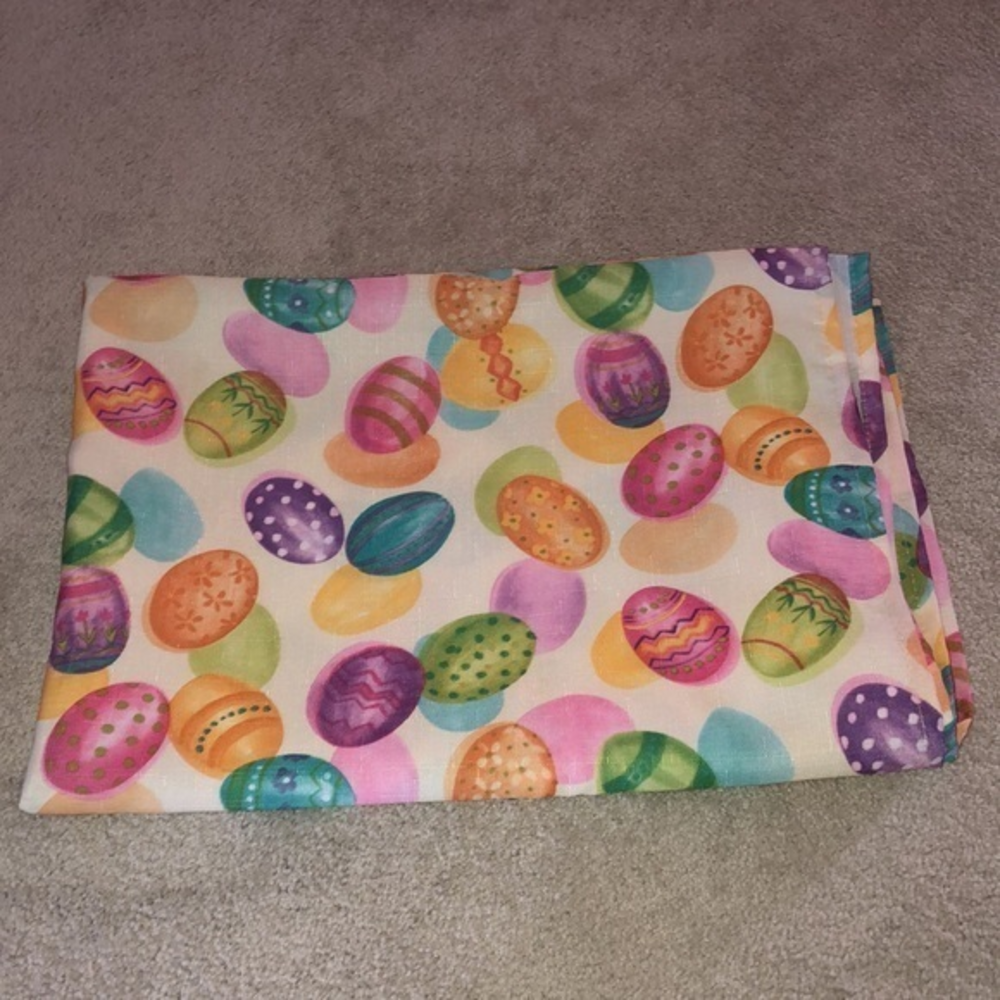 Easter Egg Print Eggs Fabric Tablecloth Multi color‎ 67x50”